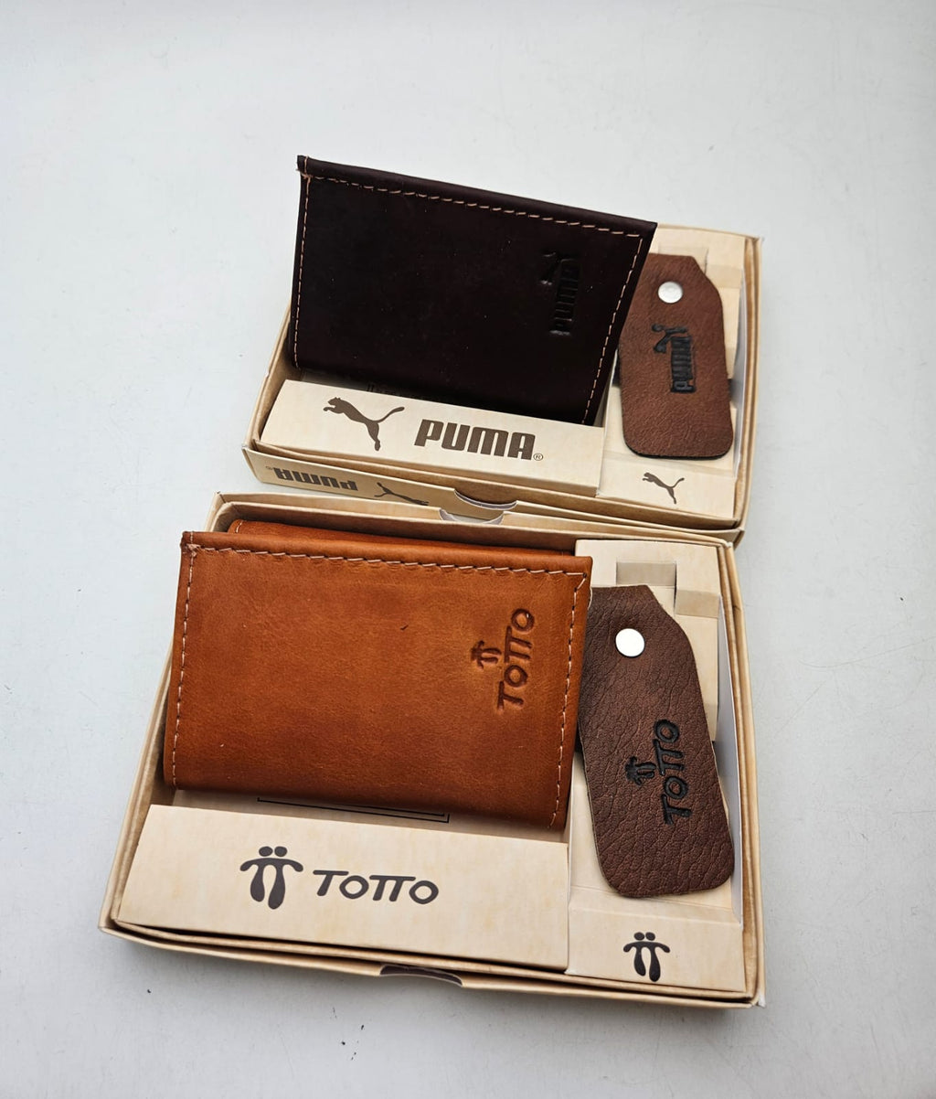 Billetera de cuero con llavero